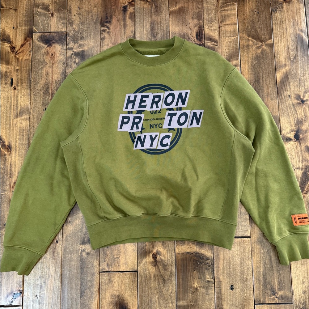 Heron Preston Green Crewneck Sweater with Graphic Design